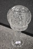 A modern clear cut crystal glass mushroom form lamp.