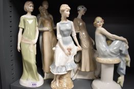 Five Royal Doulton Reflections series figures and figurines, Promenade HN3072, Bolero HN3076 AF,