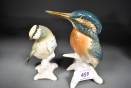 Two Karl Ens Volkstedt bird studies including a King Fisher and Coaltit