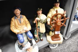 Three Royal Doulton figure studies including Seafarer HN2455, Helmsman HN2499 and Laird HN2361