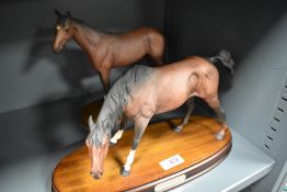 Two Royal Doulton matt figure studies of Horses including Spirit of Nature both fixed to wooden