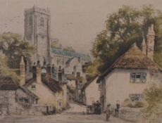 Henry G Walker, (20th century), after, three etchings, inc village, 22 x 27cm, framed and glazed, 35