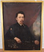 A 19th century oil on canvas, portrait of a gentleman, within a slender gilt frame 91cm x 71cm