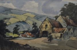 Robert E Waller (British 20th century) a pair of watercolours, rural farm settings, one signed lower