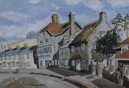 After G S Cumming (20th century) a print, entitled 'Fore St Beer Devon', attributed verso, 26 x