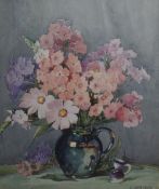 A Bracken (British 20th century) watercolours, still life study, signed lower right, within a card
