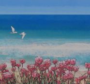 After Kathryn F (contemporary) a print entitled 'Sea Pink', indistinctly signed, 15 x 15cm,