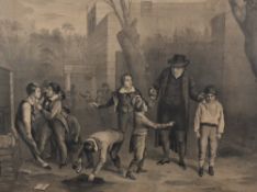After William Mulready RA (Irish 1786-1863) a monochrome engraving entitled 'The Fight