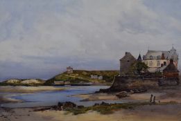 Eyres Simmons (British 1872-1955) watercolours, coastal landscape, entitled Carteret Normandy to