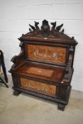 A mid to late 19th Century Northern Italian (lombardy) carved fruitwood and marquetry inlaid