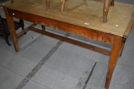 A Victorian pine kitchen table , having drawer to end, approx 144 x 72cm