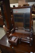 A Victorian mahogany toilet mirror having drawer base