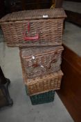 Four wicker picnic style hampers