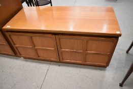 A Nathan teak low side unit with double cupboard, width approx. 102cm