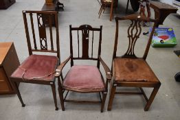 Three assorted Edwardian chairs