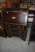 An Edwardian mahogany bureau having inlay decoration
