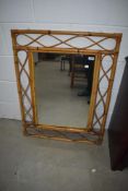 A traditional bamboo frame wall mirror, approx. 90 x 70cm
