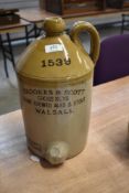 A Stoneware flagon, printed for Brookes and Scott, Walsall