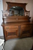 A Victorian oak mirror back sideboard , marked Southam, Liverpool, width approx. 183cm