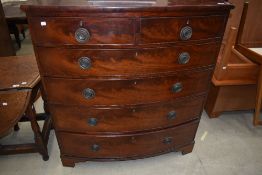 A 19th Century mahogany bow fronted chest of two over four drawers in the Regency design, height