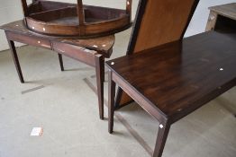 A 19th Century mahogany D end dining table , with centre legged section and two additional