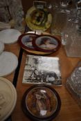 Two items of Royal Doulton series ware, including Robin Hood bowl, A Minton tile with scene of two