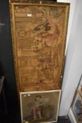 A Victorian needlework depicting young shepherdess, framed and glazed sold with large machined