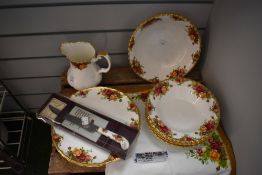 A selection of Royal Albert Old Country Roses table ware, comprising; bowls, jug, boxed knife, tea