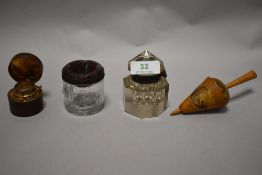 A Mauchline wear pin cushion in the form of an umbrella, of Carrick-A-Rede rope bridge interest, a