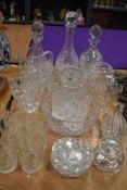 A selection of cut glass and Crystal, including Stuart tumblers, Waverley water glasses, Thomas Webb