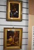 Two late 19th/ early 20th century crystoleums, having scenes of lady with instrument and the other