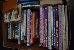 A box of books, of mixed railway interest, including vintage Ladybird books, Isle of Wight and