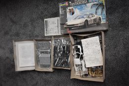 Three Revell plastic Kits, 135 scale Kommandowagen, 1/87 scale S3/6 Locomotive and 1:16 Ferrari