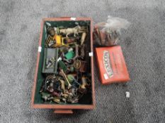 A collection of Britains and similar Lead Farm Animals and Accessories including Horses & Carts,