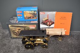 A Wilesco D40 Live Steam Steam Roller Traction Engine in black and gold, original box with inner