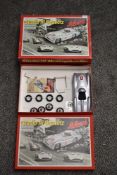 A Schuco Studio III Bausatz metal Racing Car kit, appears to be complete and unmade with inner