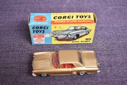 A Corgi Toys diecast, 245 Buick Riviera in gold with red interior, in original box