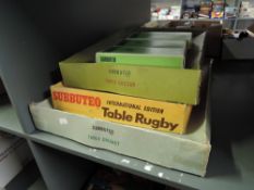 A collection of vintage Subbuteo, Test Match Edition Table Cricket and Table Rugby International