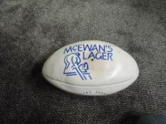 A St Helen's RLFC Rugby Ball bearing signatures from St Helens and Warrington Players, believed to