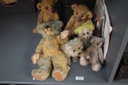 A mid 20th century Chad Valley Hygienic Toys Teddy Bear along with three later Bears and two Resin