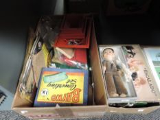 A collection of mixed toys including Bayko part sets, Chad Valey Escalado Game, Norah Welling