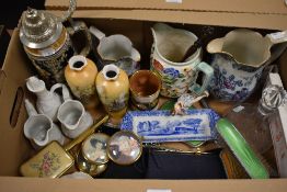 A selection of decorative items including an HJ Wood 'Indian Tree' jug and two similar others, a