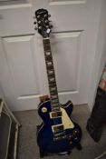 An Epiphone Les Paul Standard Pro, Coil tap equipped, in blue quilted finish, serial number