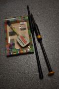A bagpipe chanter, practice chanter, Scottish whistle and selection of reeds