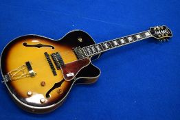 A 2005 Epiphone Emperor II (Joe Pass model) archtop hollow body electric guitar , Korean, fitted