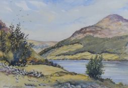 Alec C Quayle, 19th/20th century watercolours, Lake District scene, mounted, framed and glazed, 24.