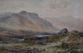 Albert Pollitt (British 1856-1926) watercolours, pastoral Lake District scene with sheep, signed and