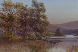 Ebenezer Alfred Warmington (British 1830-1903) watercolours, Corner of Rydal Water, Autumn