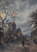 Albert Dunnington (1860-1928) watercolour, country church, signed and dated 1923, 35 x 24cm, gilt