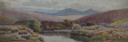 William Sydney Morrish (British 1844-1917) watercolours, moorland scene, most likely Dartmoor,